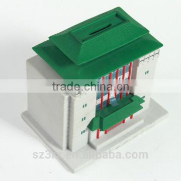 custom house shape piggy bank for weeding pvc piggy bank with decoration