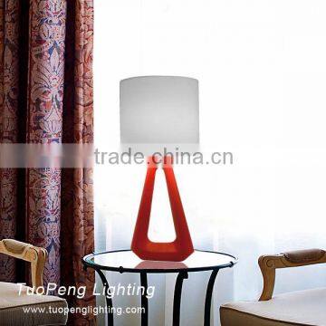 Modern Hot Red Wooden Lighting Table Lamp With Fabric Shade