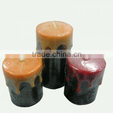 Realistic fliker flameless cream dripping shape wax led candle