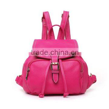 New fashion girls pure leather handbag popular red small size backpack