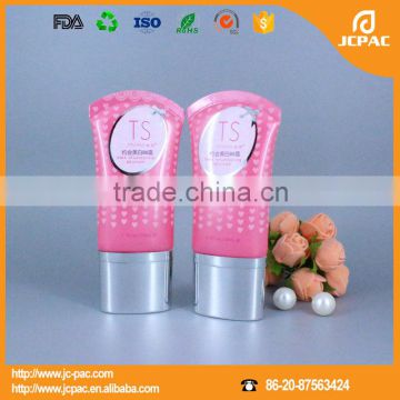 super oval flat plastic cosmetic tube packing for BB cream with metal screw cap