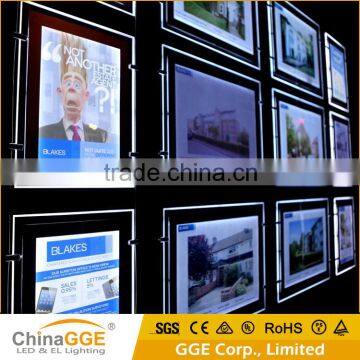 Hanging Type Illuminated Real Estate Agent Window Display LED Cable Wire Display A4 Acrylic Light Box Display                        
                                                Quality Choice