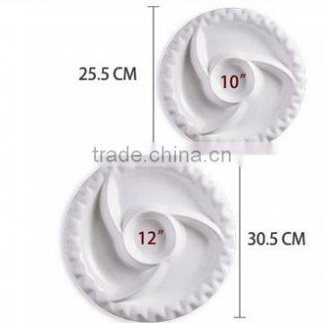 White Ceramic Dinner Division Fan Shape Round Plate for Home Restaurant photo-5