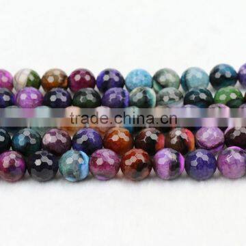 14mm faceted multicolor agate beads in loose strands