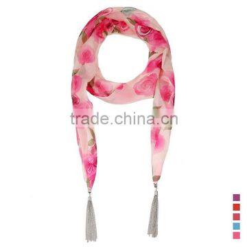 Fashion Romantic Rose Pattern Scarf,soft Polyster Scarf