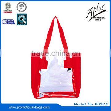 transparent PVC handbag tote bag with PP handle