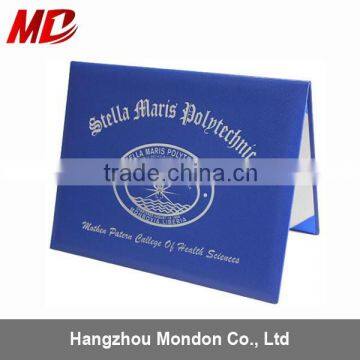 Royal Blue Leatherette Certificate Folders Four Satin Corners with Two Moire-Tent Style