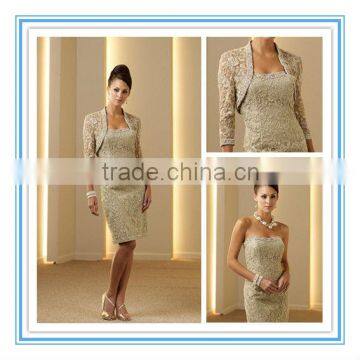 Hot Sale Two-piece Sleeveless Slim A-line Knee-Length with Sweetheart Neckline Mother of the Bride Lace Dresses (MOMO-3006)