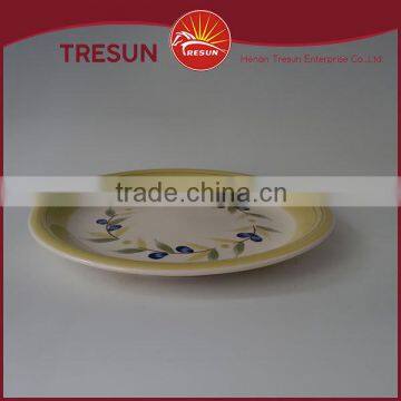 Hot Selling Red Strip Ceramic Handpainted Round Plate photo-4