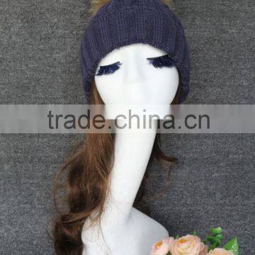 Wholesale Knitted Pure Cashmere Raccoon Fur Pompom Beanie Hats