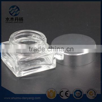 40ml square transparent glass cosmetic cream jar