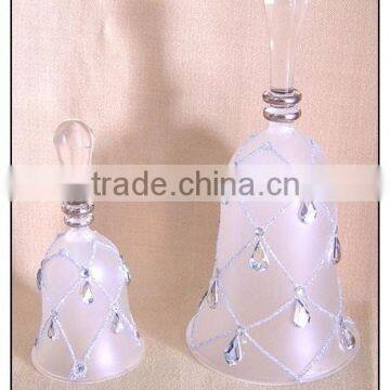 Decorative Clear and Diamond Hanging Glass Bell with Clear Water-drop