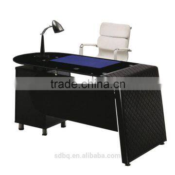 PT-D0417 Tempered Glass L-shape office desktop tables design