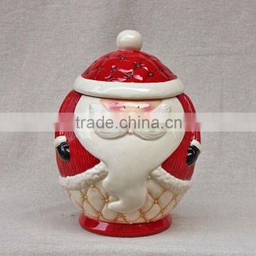 christmas decorative Santa Claus ceramic cookie jar