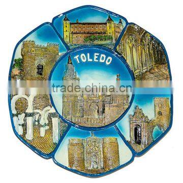 custom souvenir 3D handmade ceramic plates Spain. Toledo Attractions (Diameter 20 cm)