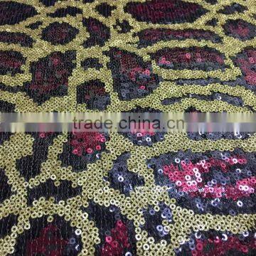 Snake Embroidered 3mm Sequin Fabric Leopard photo-4