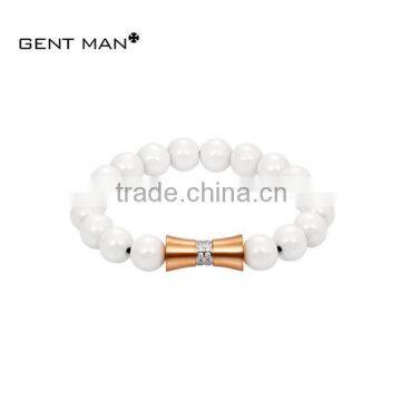 Women's Stainless Steel White Color Ceramic Beaded Bracelet for women