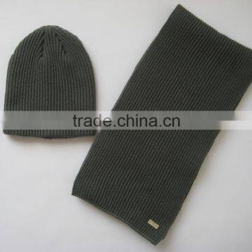 Custom gift knitted beanie and scarf set with good quality