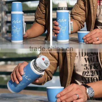 Top quality cute eco-friendly double wall Insulated 304 stainless steel mugs bottles with hammock thermos flask vacuum cups