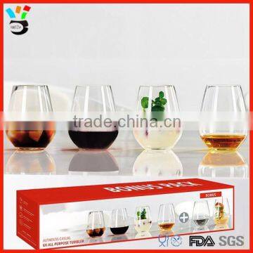 Unique shaped empty wine glass with gift box wholesale