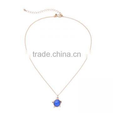 OEM/ODM Factory Direct Sale 2016 Latest Fashion Blue Stone Pendant Necklace Sweety Turtle Shaped Pendant Necklace