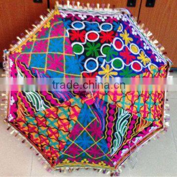 Latest spring summer collection multi color embroidered Indian Parasol sun umbrella