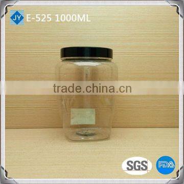 32oz 1000ml Pet Clear Cosmetic Plastic Square Jar for Honey, Candy, Sea Salt,nut