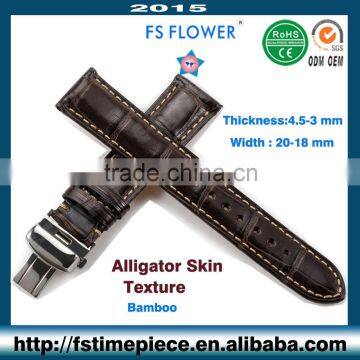 FS FLOWER - Glossy Genuine Leather Strap Crocodile Skin Luxury Quality Watch Parts