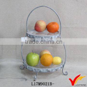 2 tier eco friendly decorative round metal serving tray