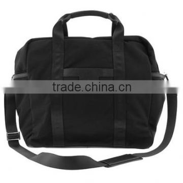 Nylon travel duffel bag with leather trim