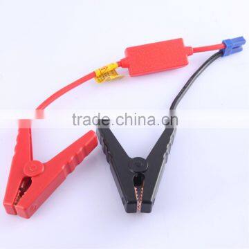 Intelligent car clip battery cable for portable car jump starter