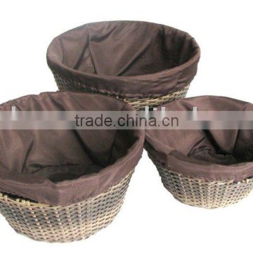 Round Plastic Laundry Basket with Lining Set of Three