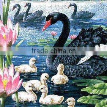 Black swan pattern cloth painting