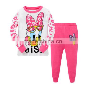 Wholesale 2016 new arrival long sleeve lovely printed cotton kids pajamas