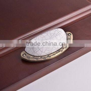 Classical antique bronze crack stripe various styles porcelain wardrobe concealed ceramic pull handles and knobs