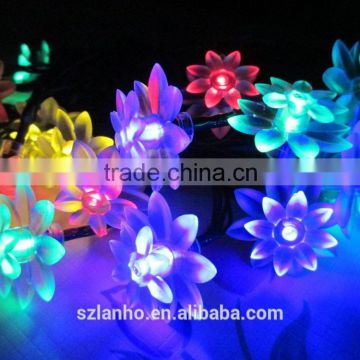 2015 new hot 20 LED Lotus Flower Solar Power String Light f Outdoor Christmas Party Festival