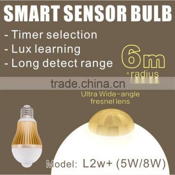 Ultra Large Detection Range Infrared Sensor Light Bulb with Lux Learning & Timer Selection Function(Model:L2w+)