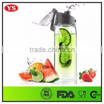 Customize transparent 700 ml plastic fruit infuser bottle with cap