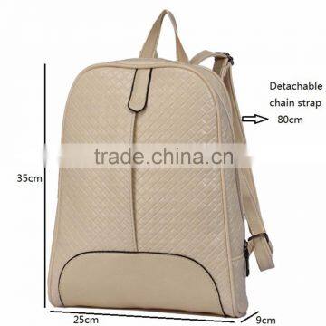 Luxury Women Girls Leather Woven Backpack Campus Shoulder Bag Bookbag Satchel