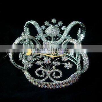 HOT!!!new design fully round rhinestone pageant crown