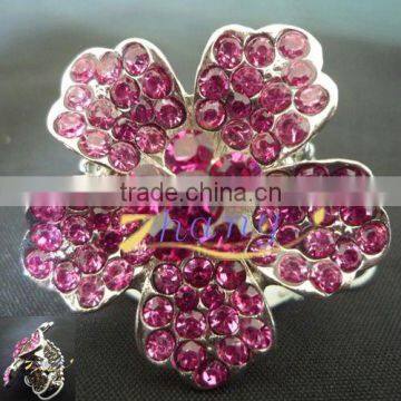 flower shape stretch rings with colored rhinestone