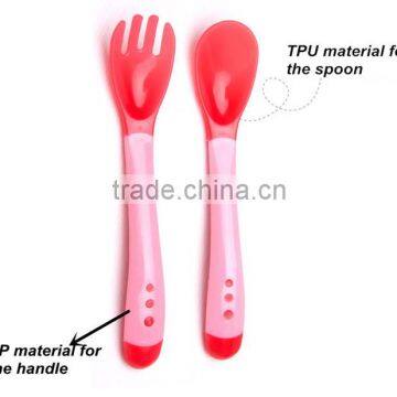 High Quality Temperature Color Changing Silicone Feeding Spoon and Fork for Kids photo-5