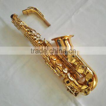 gold lacquer alto saxophone cheap price common grade sax