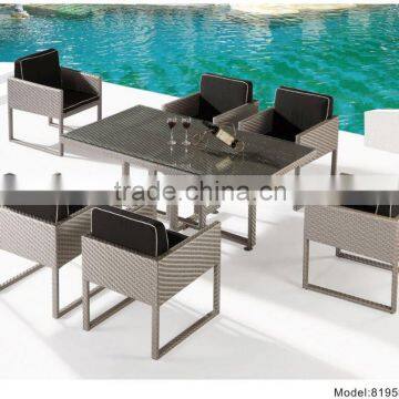 7pcs PE Synthetic rattan garden pool side dining chair with table