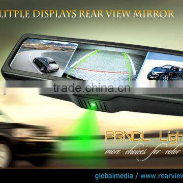 Multiple display mirror- backup camera display rearview mirror with three LCD monitors for trucks