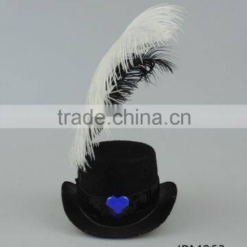 Retro hat small hat with feather party cap for ladies
