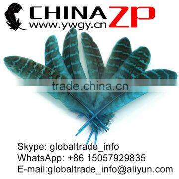 Hotselling CHINAZP Dyed Turquoise Blue Ringneck Wing Quills Feather for Party Decoration photo-2
