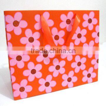 double side printing glitter white card paper bag