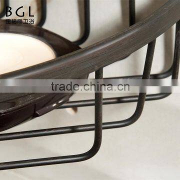 Eco-friendly Style Wall Mounted Bathroom Accessories ORB and PVC Plating Brass Corner Basket for Bathroom Storage photo-3