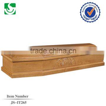 Jesus nice carving simple oak funeral coffin beds from China